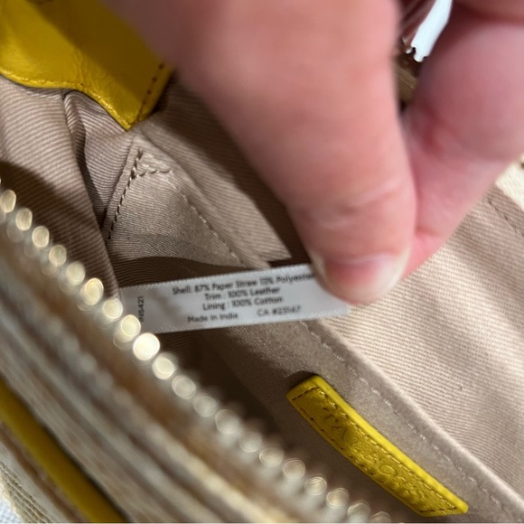 Talbots Straw Crossbody With Leather Trim Yellow Summertime Purse NWT - Picture 15 of 15